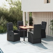 Stylish Outdoor Dining Set: 5-Piece Grey Poly Rattan with Cushions