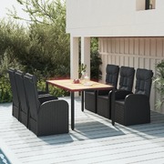 Sophisticated Garden Ensemble: 7-Piece Dining Set in Black Poly Rattan