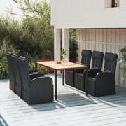 Comfort and Style: Black Poly Rattan 7-Piece Dining Set