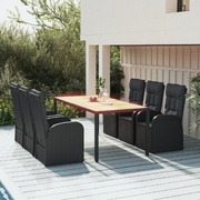 Modern Garden Gathering: Black Poly Rattan 7-Piece Dining Set