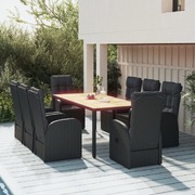 Comfort and Style: Black Poly Rattan 9-Piece Dining Set