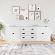 Contemporary Set of 3 White Engineered Wood Buffets