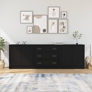 Contemporary Set of 3 Black Engineered Wood Buffets