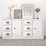 Contemporary Set of 2 White Engineered Wood Buffets