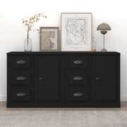 Contemporary Set of 2 Black Engineered Wood Buffets