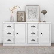 Contemporary Set of 2 High Gloss White Engineered Wood Buffets