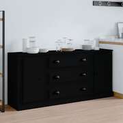 Elegant 3-Piece Black Engineered Wood Dining Ensemble