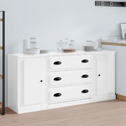 Elegant 3-Piece High Gloss White Engineered Wood Dining Ensemble