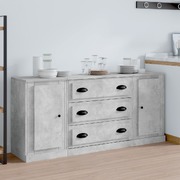 Elegant 3-Piece Concrete Grey Engineered Wood Dining Ensemble