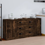 Elegant 3-Piece Smoked Oak Engineered Wood Dining Ensemble