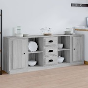 Elegant 3-Piece Grey Sonoma Engineered Wood Sideboard Set