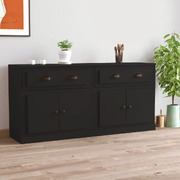 Elegant 2-Piece Black Engineered Wood Sideboard Set