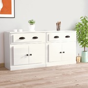 Elegant 2-Piece High Gloss White Engineered Wood Sideboard Set