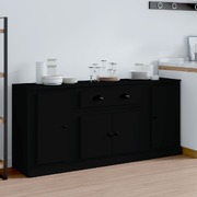 Contemporary Trio of Black Engineered Wood Sideboards
