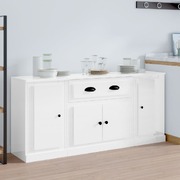 Contemporary Trio of High Gloss White Engineered Wood Sideboards