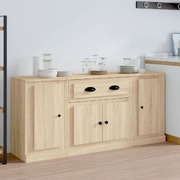 Contemporary Trio of Sonoma Oak Engineered Wood Sideboards