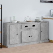 Contemporary Trio of Concrete Grey Engineered Wood Sideboards