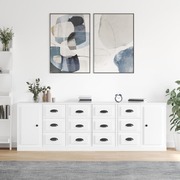 Contemporary 3 Pcs of White Engineered Wood Sideboards