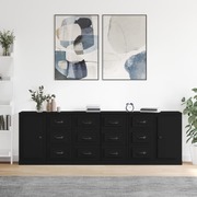 Contemporary 3 Pcs of Black Engineered Wood Sideboards