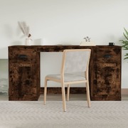 Smoked Oak Engineered Wood Desk with Cabinet
