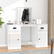 Classic High Gloss White Vanity: A Stylish Dressing Table with Mirror