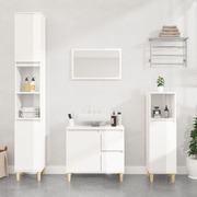 Bathroom Storage Sleek High Gloss White Engineered Wood Cabinet 3 Pcs