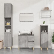 Bathroom Storage Sleek Grey Sonoma Engineered Wood Cabinet 3 Pcs