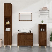 Bathroom Storage Sleek Brown Oak Engineered Wood Cabinet 3 Pcs