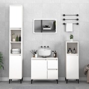 Modern White Engineered Wood Bathroom Cabinet Bundle - 3 Piece Set