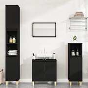 Contemporary Black Bathroom Trio: Engineered Wood 3-Piece Furniture