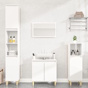 High Gloss White Bathroom Trio: Engineered Wood 3-Piece Furniture