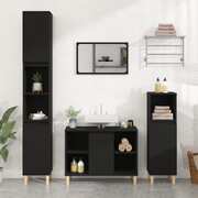 Elegant Black Engineered Wood 3-Piece Bathroom