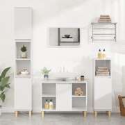 Elegant High Gloss White Engineered Wood 3-Piece Bathroom