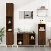 Elegant Brown Oak Engineered Wood 3-Piece Bathroom