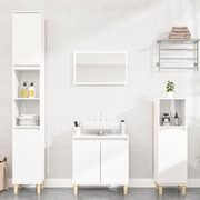 Contemporary 4-Pcs High Gloss White Engineered Wooden Bath Set