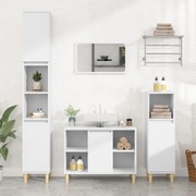 Contemporary White Bathroom Trio: Engineered Wood 4-Piece Furniture