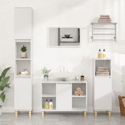 Bathroom Storage Sleek High Gloss White Engineered Wood Cabinet 4 Pcs