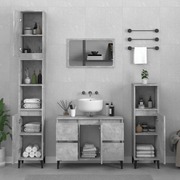 3 Pcs Bathroom Furnishings in Engineered Concrete Grey Wood