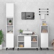 Durable 3-Piece Glossy White Engineered Wood Bathroom Ensemble