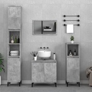 Durable 2-Piece Concrete Grey Engineered Wood Bathroom Ensemble