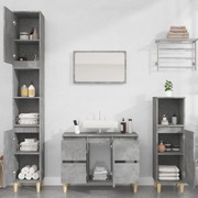 2 Pcs Bathroom Furnishings in Engineered Concrete Grey Wood