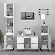 Bathroom Storage Sleek White Engineered Wood Cabinet 2 Pcs