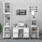 Elegant High Gloss White Engineered Wood Trio for Your Bath: 2-Piece Furniture