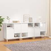 Contemporary 3 Pcs of High Shine White Engineered Wood Side Cabinets