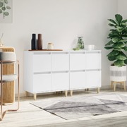 Contemporary 2 Pcs of White Engineered Wood Side Cabinets