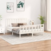 Pure Elegance: Solid Wood Pine Queen Size Bed Frame with Headboard in White