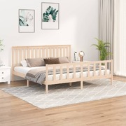 Royal Slumber: Luxurious King Size Solid Wood Pine Bed Frame with Headboard 
