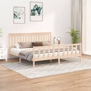 Royal Slumber: Luxurious King Size Solid Wood Pine Bed Frame with Headboard