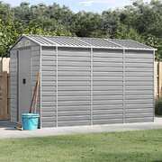 Sleek Tranquility Haven: Light Grey Galvanised Steel Garden Shed