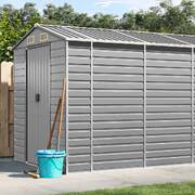 Contemporary Haven: Light Grey Galvanised Steel Garden Shed
